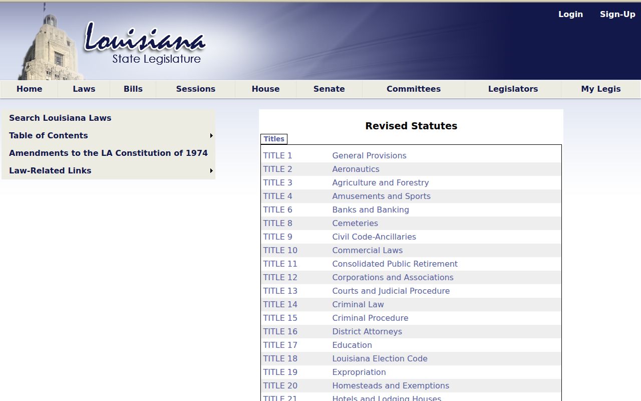 Official Louisiana Public Records Law index