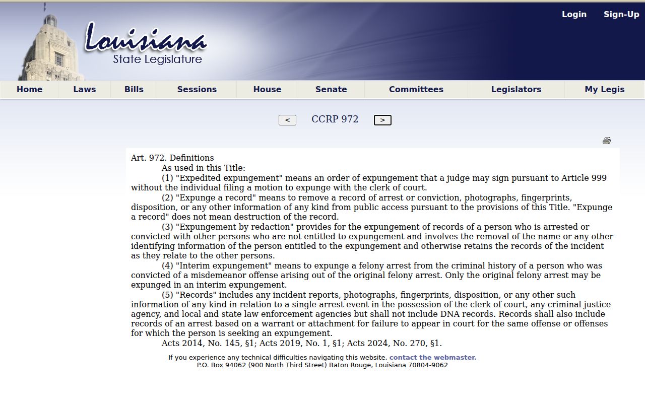 Forest criminal records and Louisiana expungement definitions