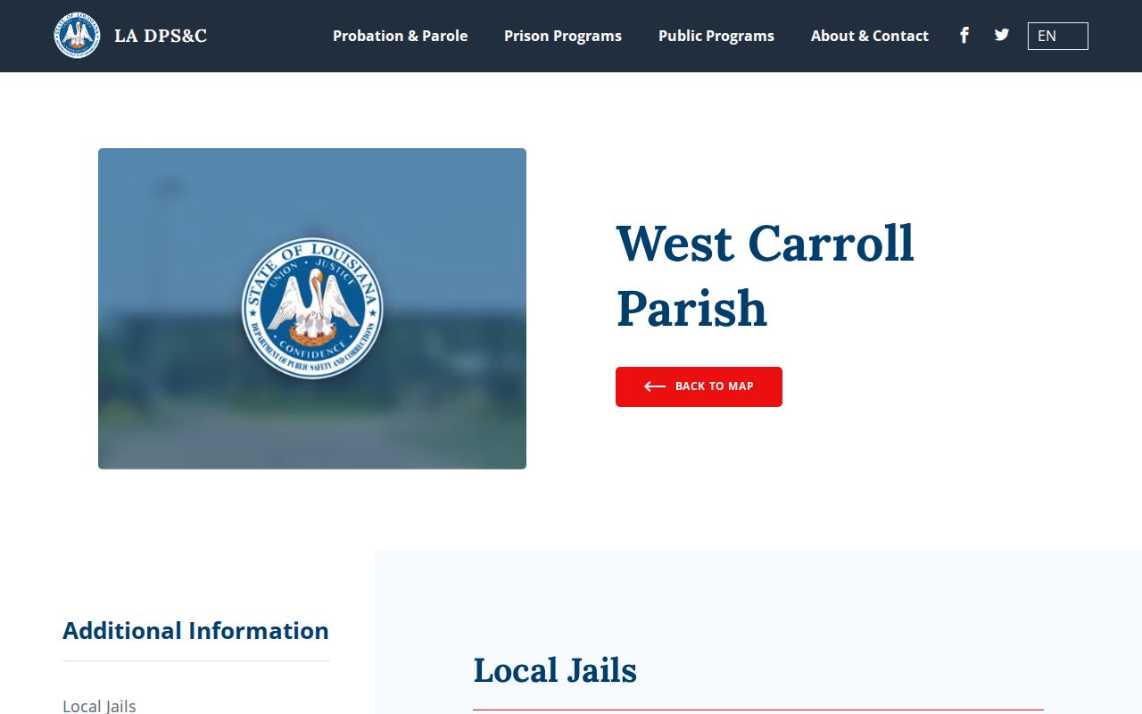 Louisiana corrections directory for West Carroll Parish justice offices