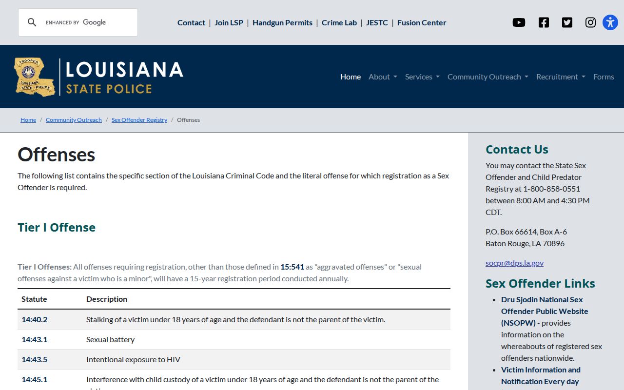 West Carroll Parish sex offender registry resources and offenses